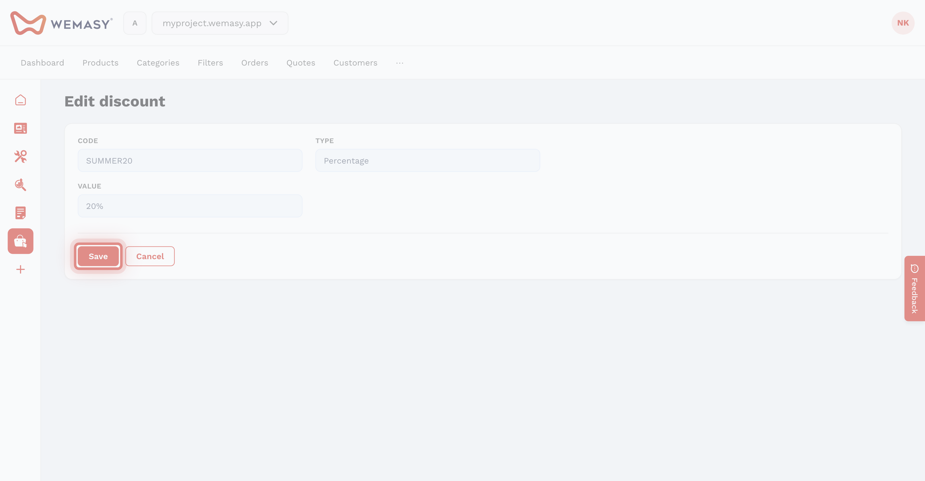 Tienda online: crear un descuento