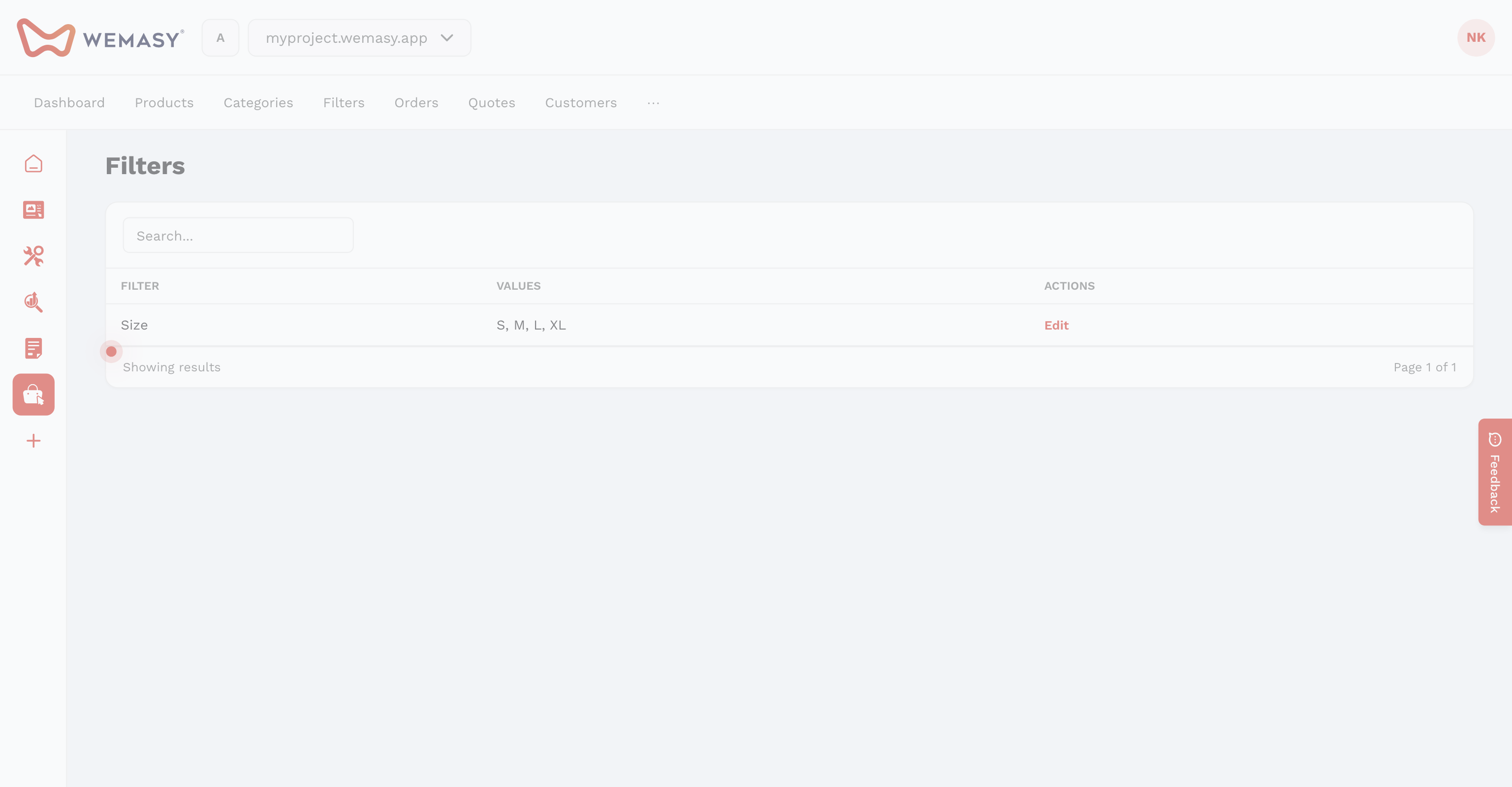 Tienda online: crear un filtro