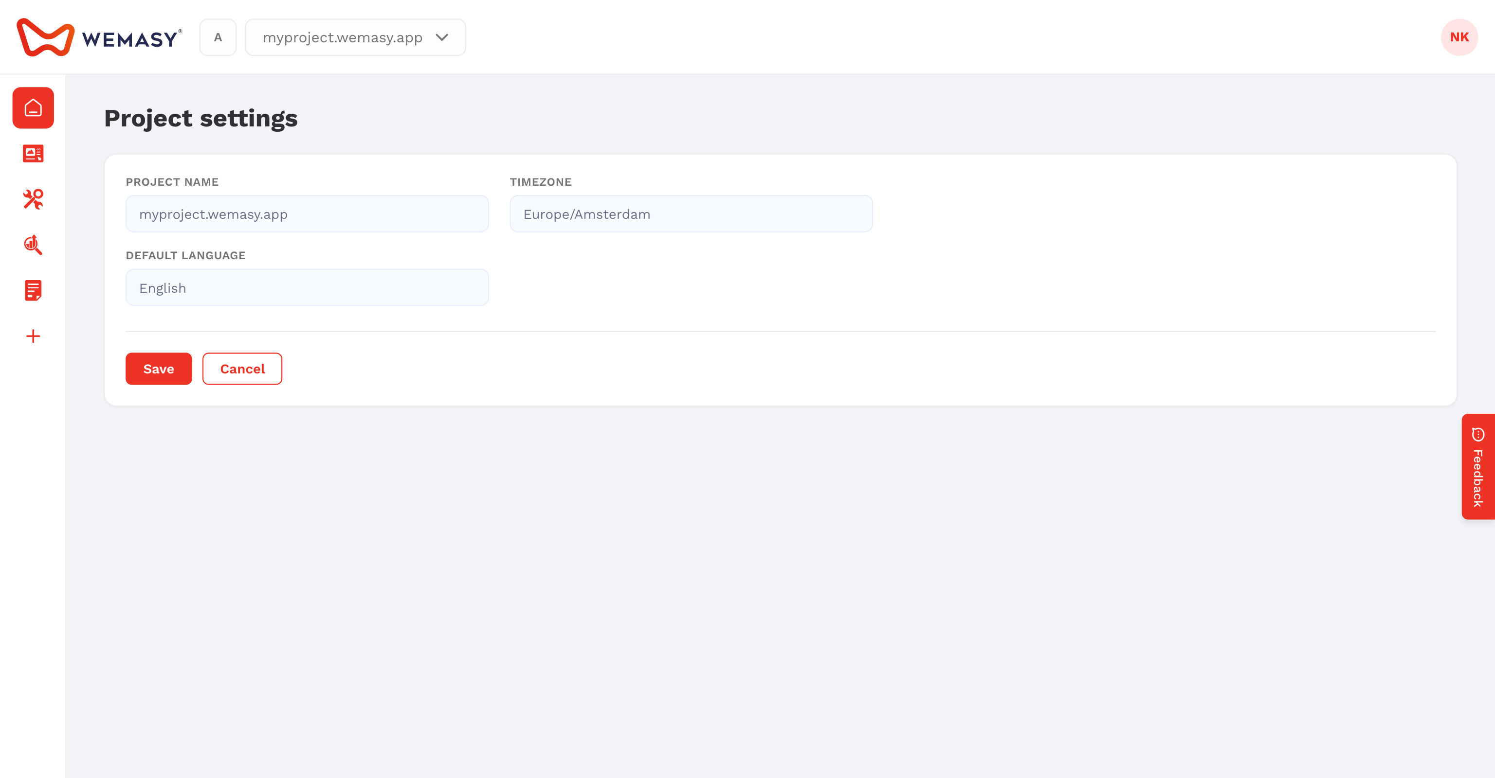 La pestaña General de la configuración del proyecto con el código de seguimiento