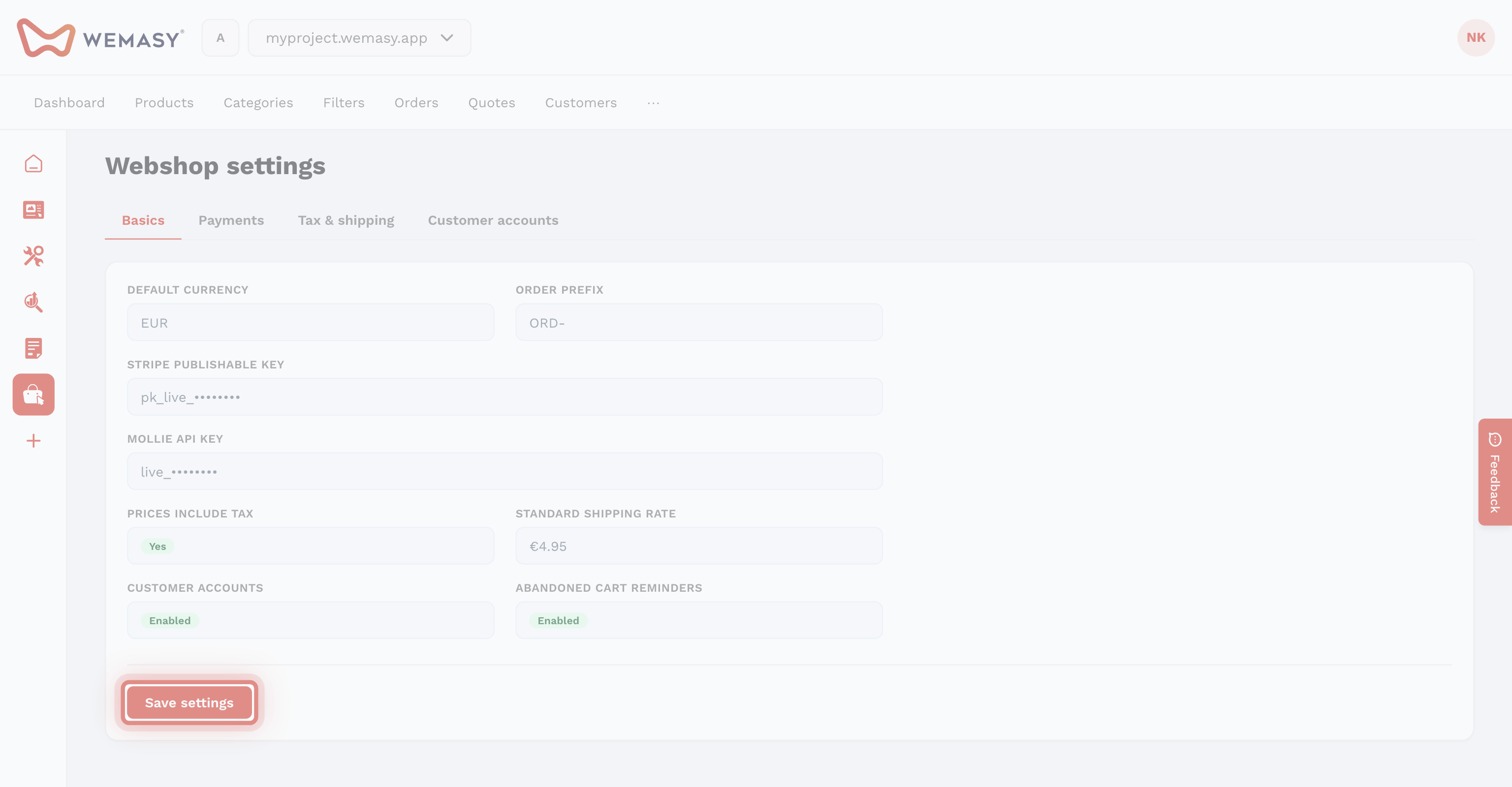 Tienda online: activar los recordatorios