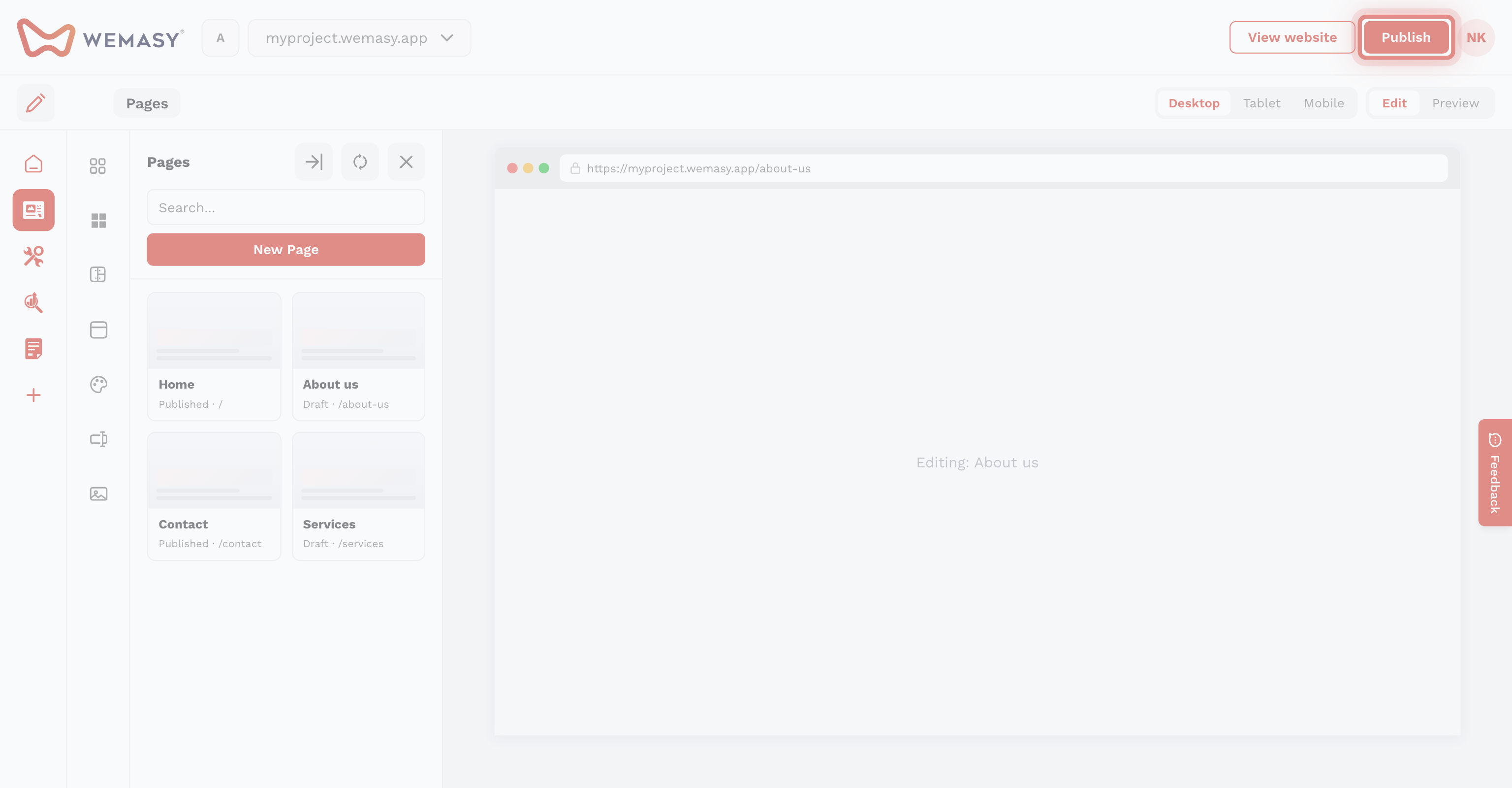 Creador de webs: crear una estructura