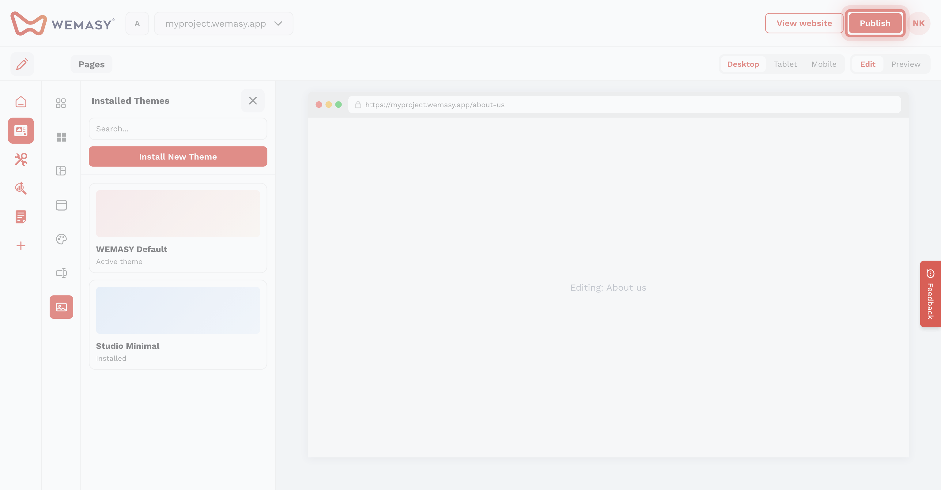 Creador de webs: instalar