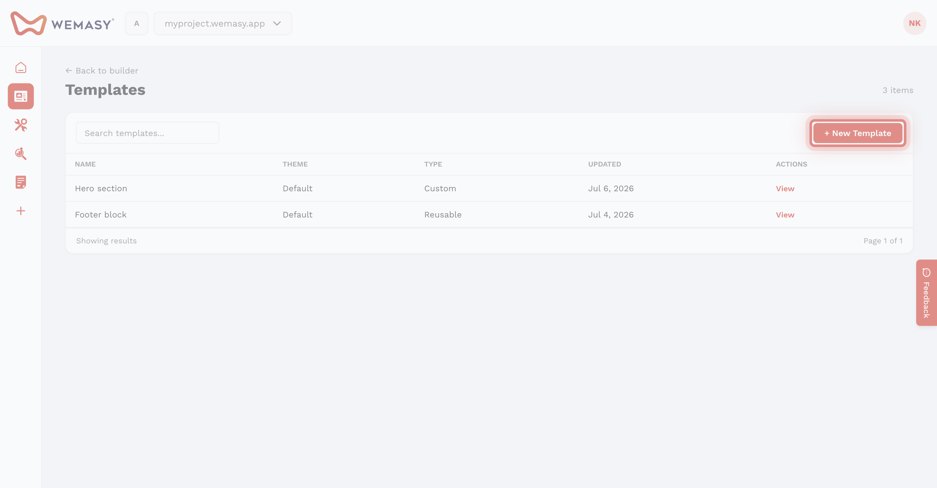 Creador de webs: crear una plantilla reutilizable