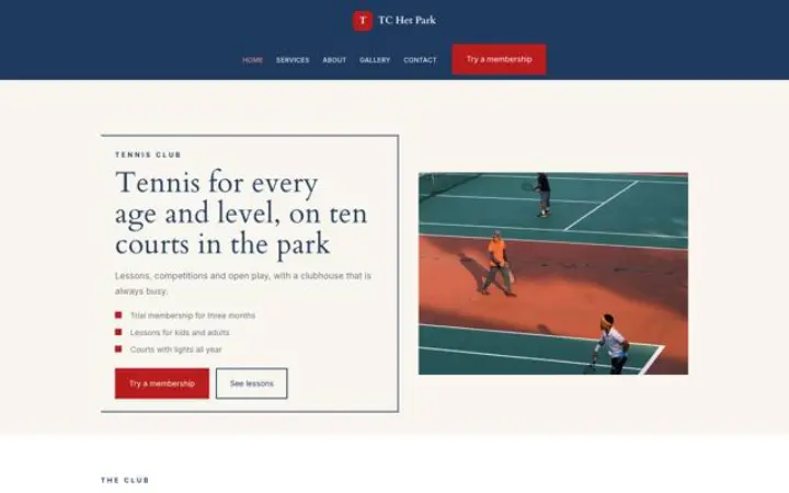Web para club de tenis