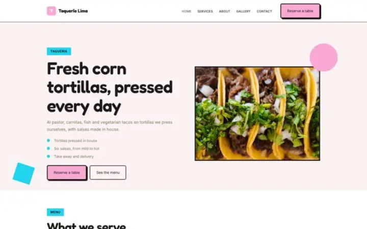 Web para taquería