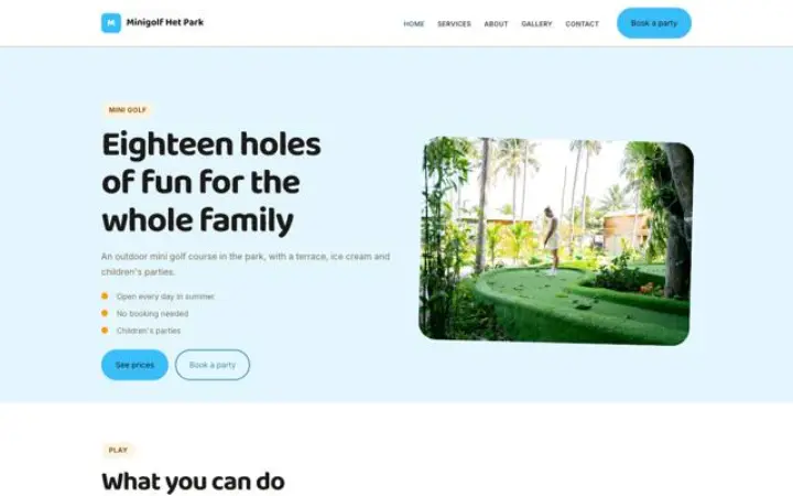 Web para minigolf