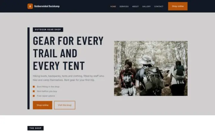 Web para tienda de montaña