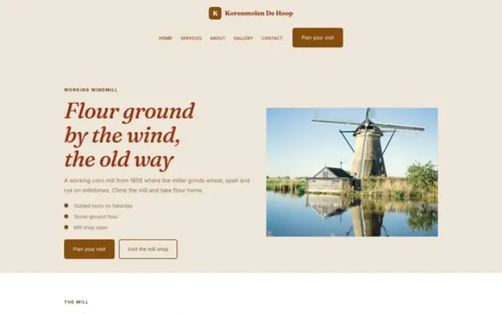 Ejemplo del tema Korenmolen De Hoop para molino de viento