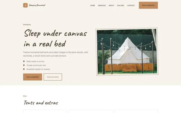 Web para glamping