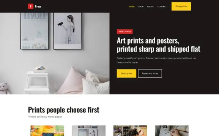 Web para tienda de láminas