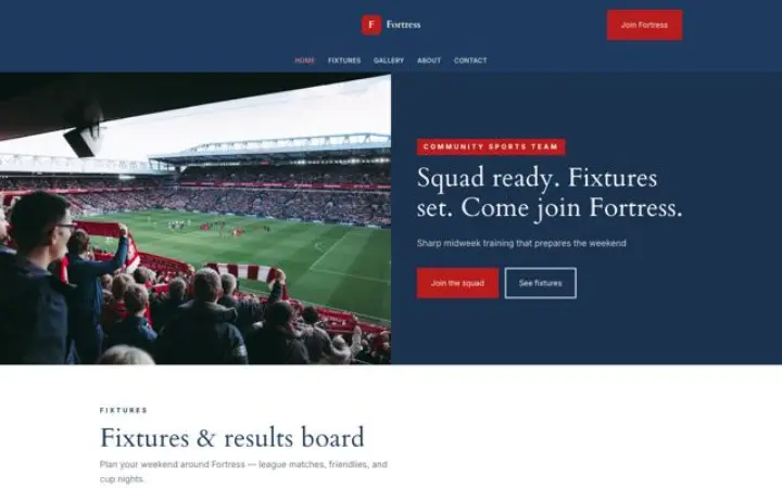 Web para equipo deportivo