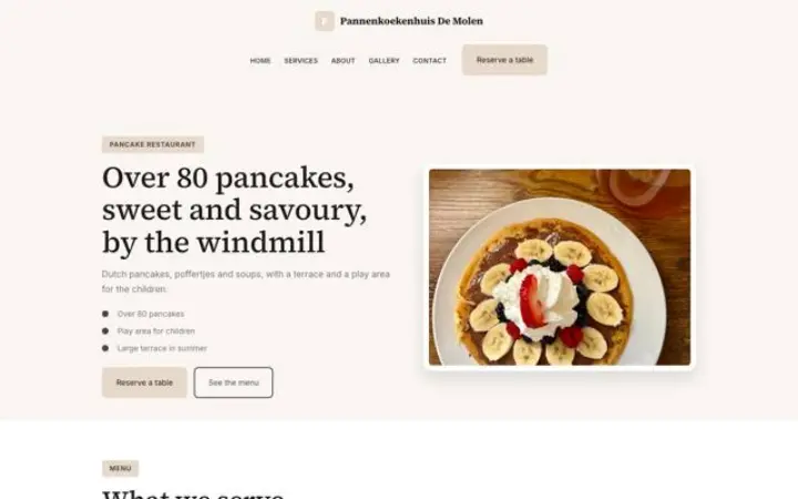 Web para restaurante de tortitas