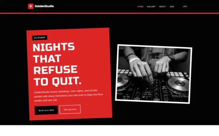 Ejemplo del tema GoldenStudio para dj
