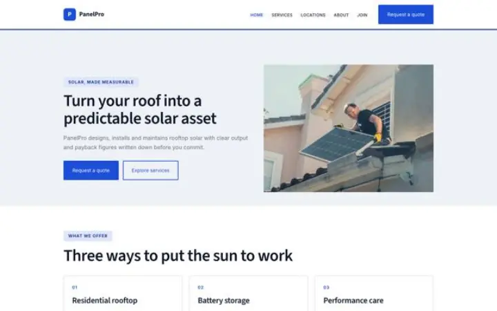 Web para energía solar