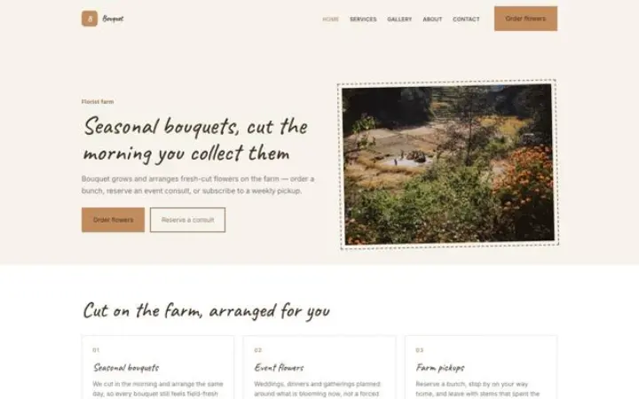 Web para granja de flores