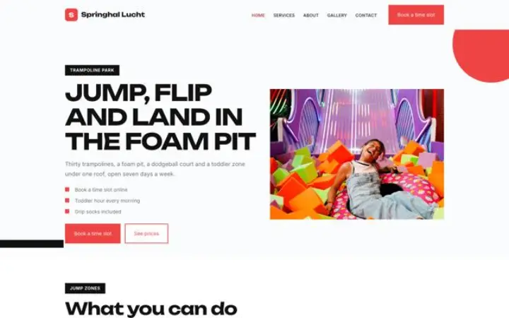 Web para parque de trampolines
