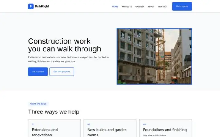 Ejemplo del tema BuildRight para construcción