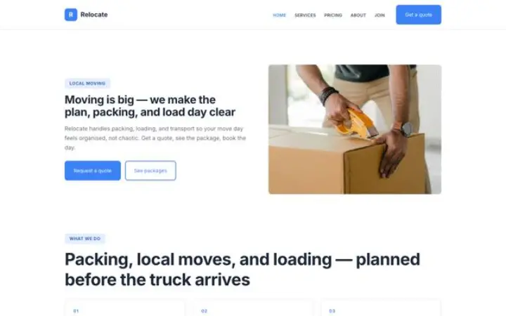 Web para mudanzas
