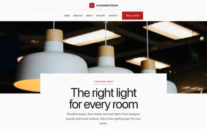 Web para tienda de iluminación