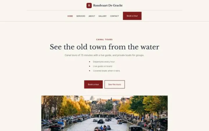 Web para paseos en barco por los canales