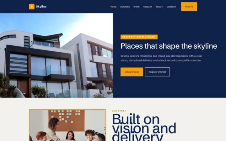 Ejemplo del tema Skyline para promotora inmobiliaria