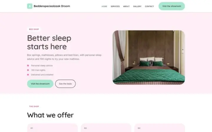Web para tienda de descanso