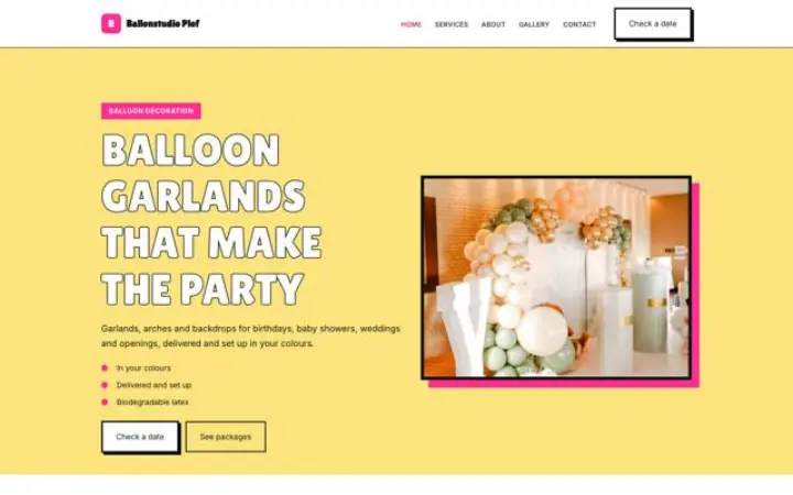 Web para decoración con globos