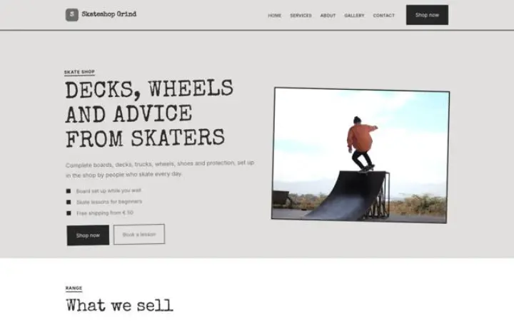 Web para skate shop