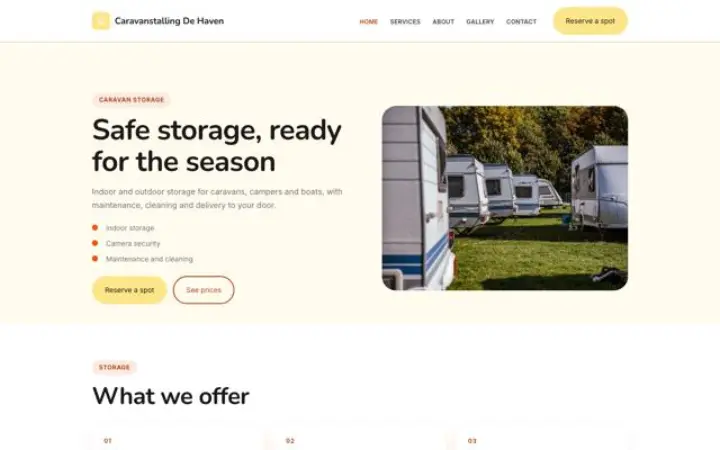 Web para guardería de caravanas