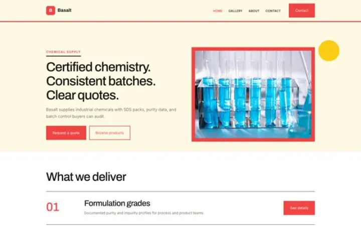 Web para productos químicos