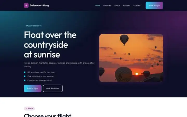Web para vuelos en globo