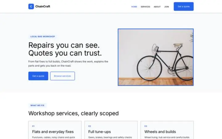 Web para taller de bicis