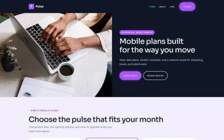 Ejemplo del tema Pulse para telefonía móvil