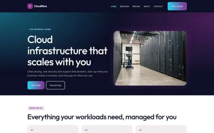 Ejemplo del tema CloudNine para cloud