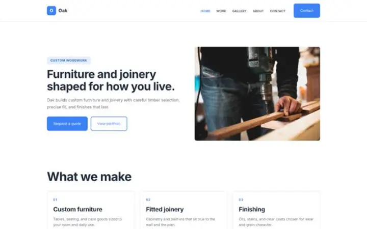 Web para carpintería