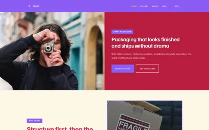 Ejemplo del tema Craft para packaging