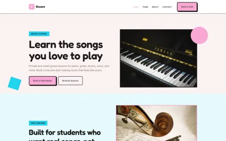 Web para escuela de música