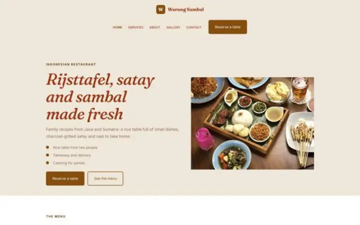 Web para restaurante indonesio