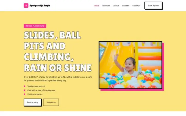 Web para parque infantil cubierto