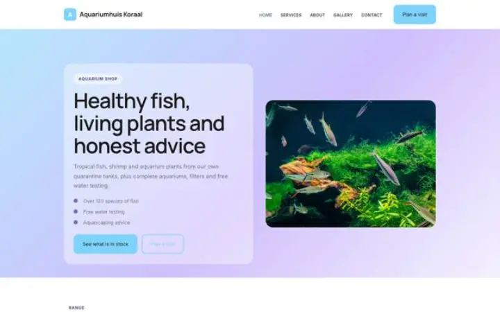 Web para tienda de acuarios